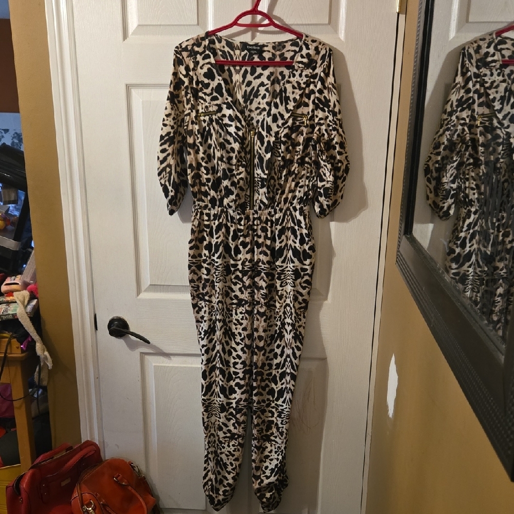 bebe Leopard Print Jumpsuit